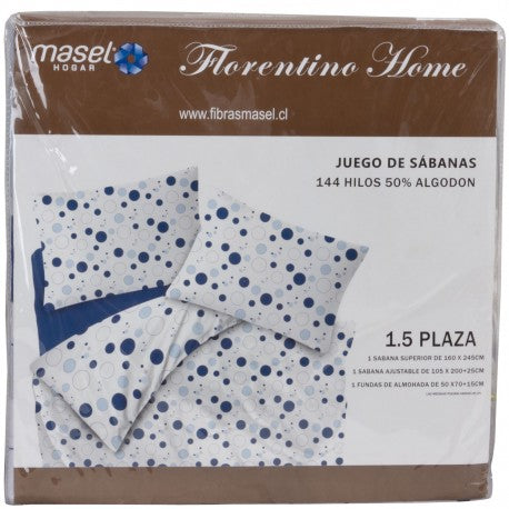 Juego de Sabanas Burbujas 2.5 plazas Azul. Masel