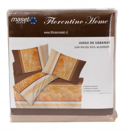 Juego de Sabanas Sinuo 2.5 plazas Chocolate. Masel