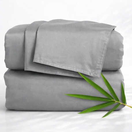 Juego de Sabanas de Bambu 300 Hilos Gris Biancobelo - 1.5 El Container