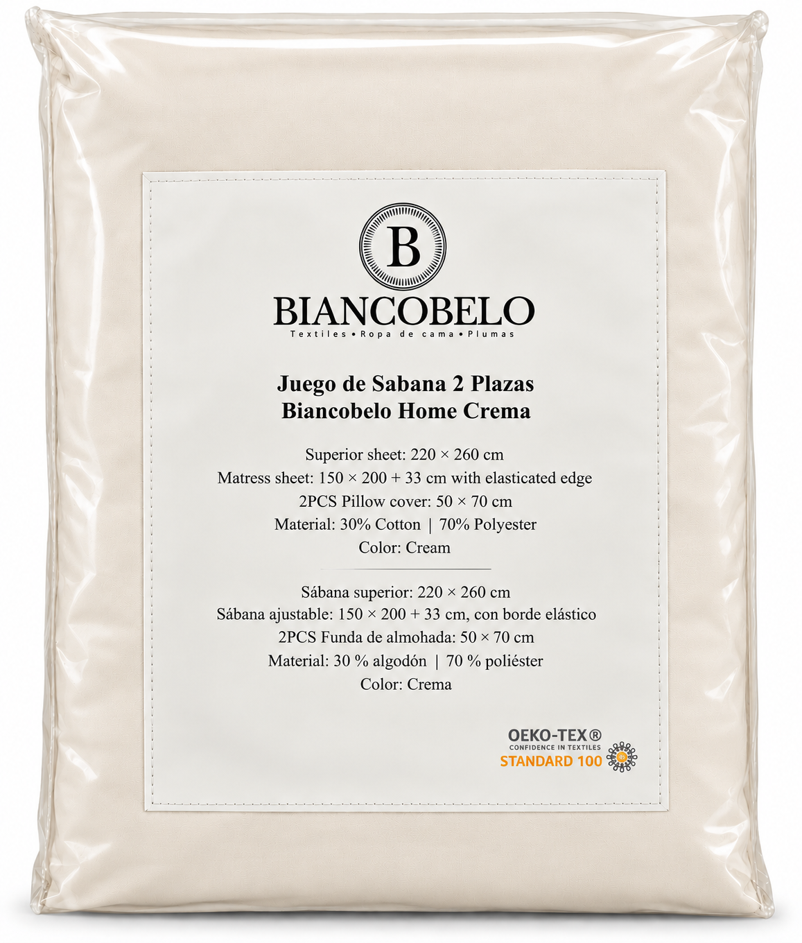 Juego de Sábanas Biancobelo Home Crema