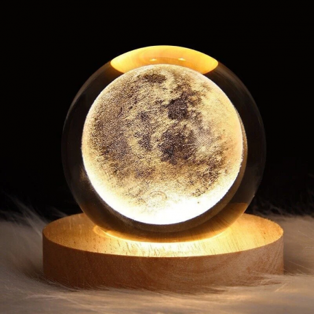 LAMPARA DE MESA LED BOLA DE CRISTAL 6 LUNA 3000K DC5V USB 1W KONNEGIE