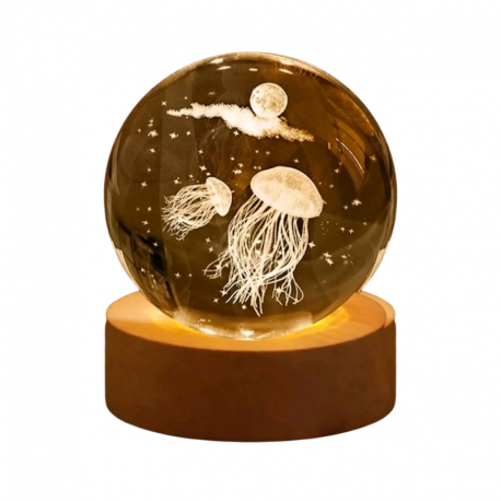 LAMPARA DE MESA LED BOLA DE CRISTAL 6 MEDUSA 3000K DC5V USB 1W KONNERGIE