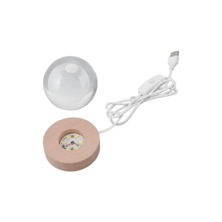 LAMPARA DE MESA LED BOLA DE CRISTAL 8 AMOR 3000K DC5V USB 1W KONNERGIE