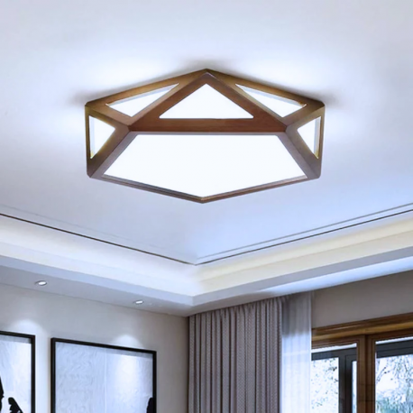 Lámpara LED Pentágono Sobrepuesta 36W 300mm MDF Oscura 3K-4K-6K Modelo SAIHP Konnergie