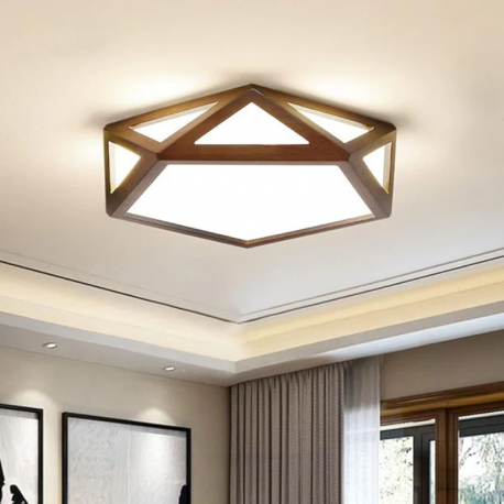 Lámpara LED Pentágono Sobrepuesta 36W 300mm MDF Oscura 3K-4K-6K Modelo SAIHP Konnergie