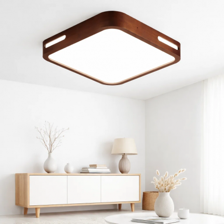 Lámpara led moderna con control cuadrada sobrepuesta 36+36w 400mm madera oscuro 3000k-4000k-6000k modelo urvi cuadrada Konnergie