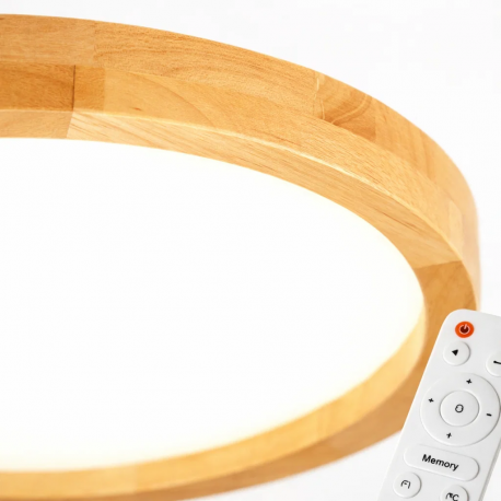 Lámpara led moderna con control redonda sobrepuesta 24+24w 300mm madera clara 3000k-4000k-6000k modelo tannistha Konnergie