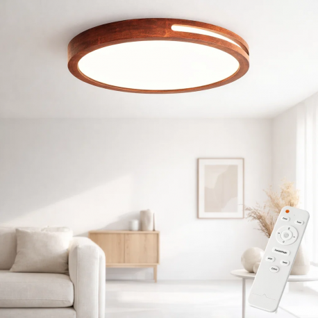 Lámpara led moderna con control redondo sobrepuesta 36+36w 400mm madera oscuro 3000k-4000k-6000k modelo urvi