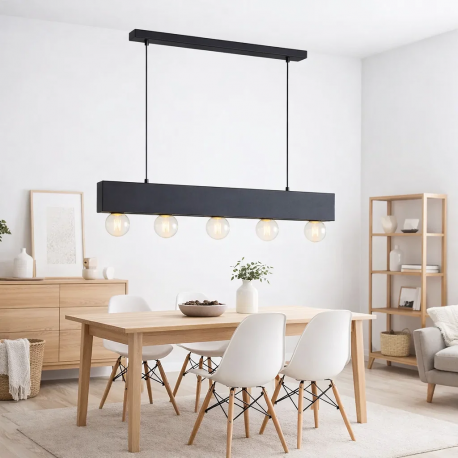 Lampara colgante Couture negro 5 luces