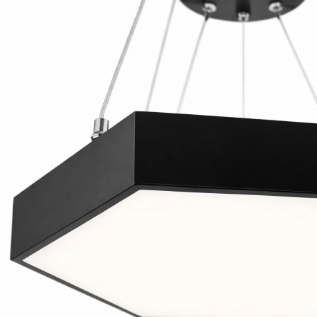 Lampara led moderna colgante 48w 600mm negra 6000k modelo hexagono cerrado sudeep Konnergie