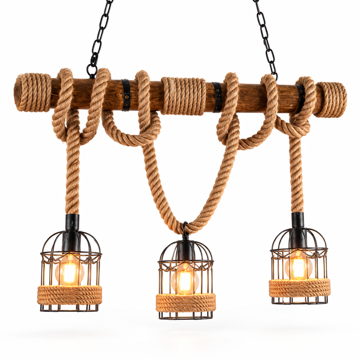 Lámpara colgante cuerdas 3 luces L05