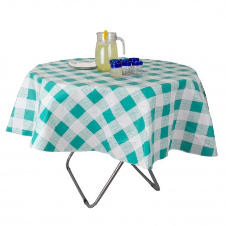 Mantel PVC Cuadrille Redondo 180 cm. Turquesa. Masel