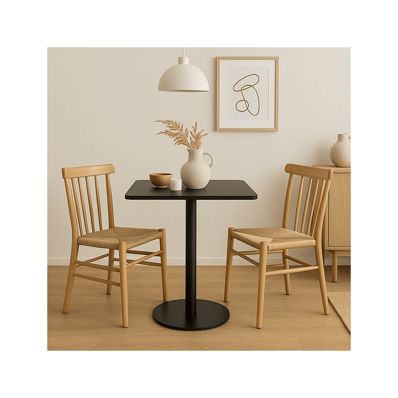 Mesa restaurant 70x70 Tubo Metal cubierta MDF