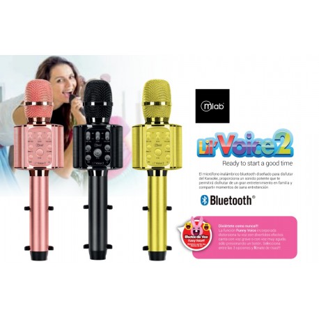 Micrófono Karaoke Lil Voice 2 LED Soporte Metal Pink MLAB El Container