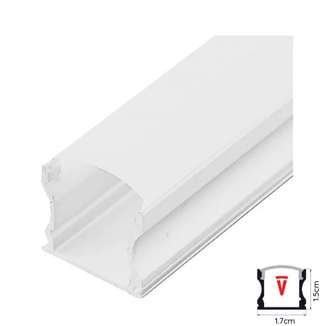 PERFIL 2M BLANCO DIFUSOR 055MM MOD 613 PLANO ALTO SOBREP TAPA Y HEBILLAS KONNERGIE para iluminación disponible online en El Container