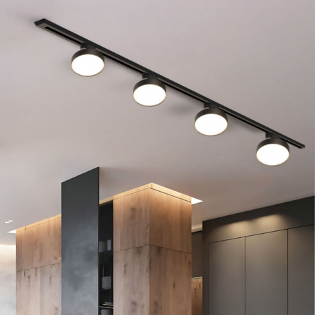 PORTA PANEL LED REDONDO NEGRO 18W NEUTRO 4000K A RIEL MODELO QUTU KONNERGIE