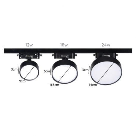 PORTA PANEL LED RED NEGRO A RIEL 12W NEUTRO 4000K MOD QUTU KONNERGIE