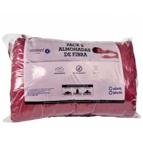 Pack 2 Almohadas Premium Microfibra Burdeo. Masel