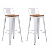 Pack 2 Taburetes Tolix con Base de madera y Respaldo Blanco