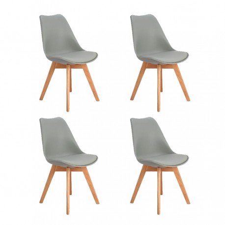 Pack 4 Sillas Tulip acolchada gris