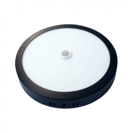 Panel sobrepuesto negro bio con sensor de movimiento redondo 18w neutro 4000k para iluminación disponible online en El Container