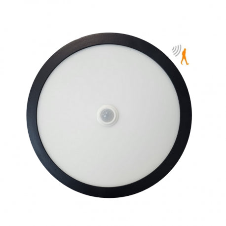 Panel sobrepuesto negro pro con sensor de movimiento redondo 18w frio 6500k para iluminación disponible online en El Container