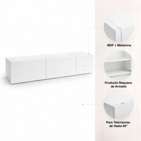 Rack TV Flotante Napoles Blanco