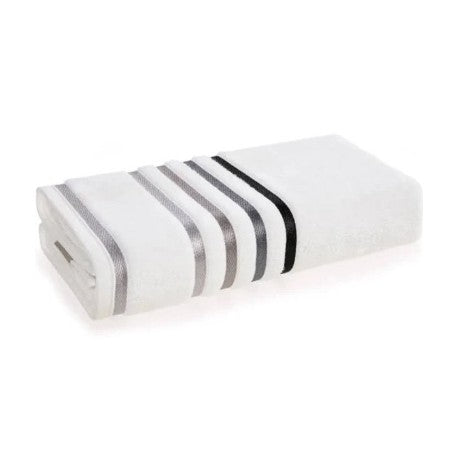 Sábana de Baño Karsten Lumina Blanco Gris 86x150 cm Algodón 500g Alta Absorción El Container