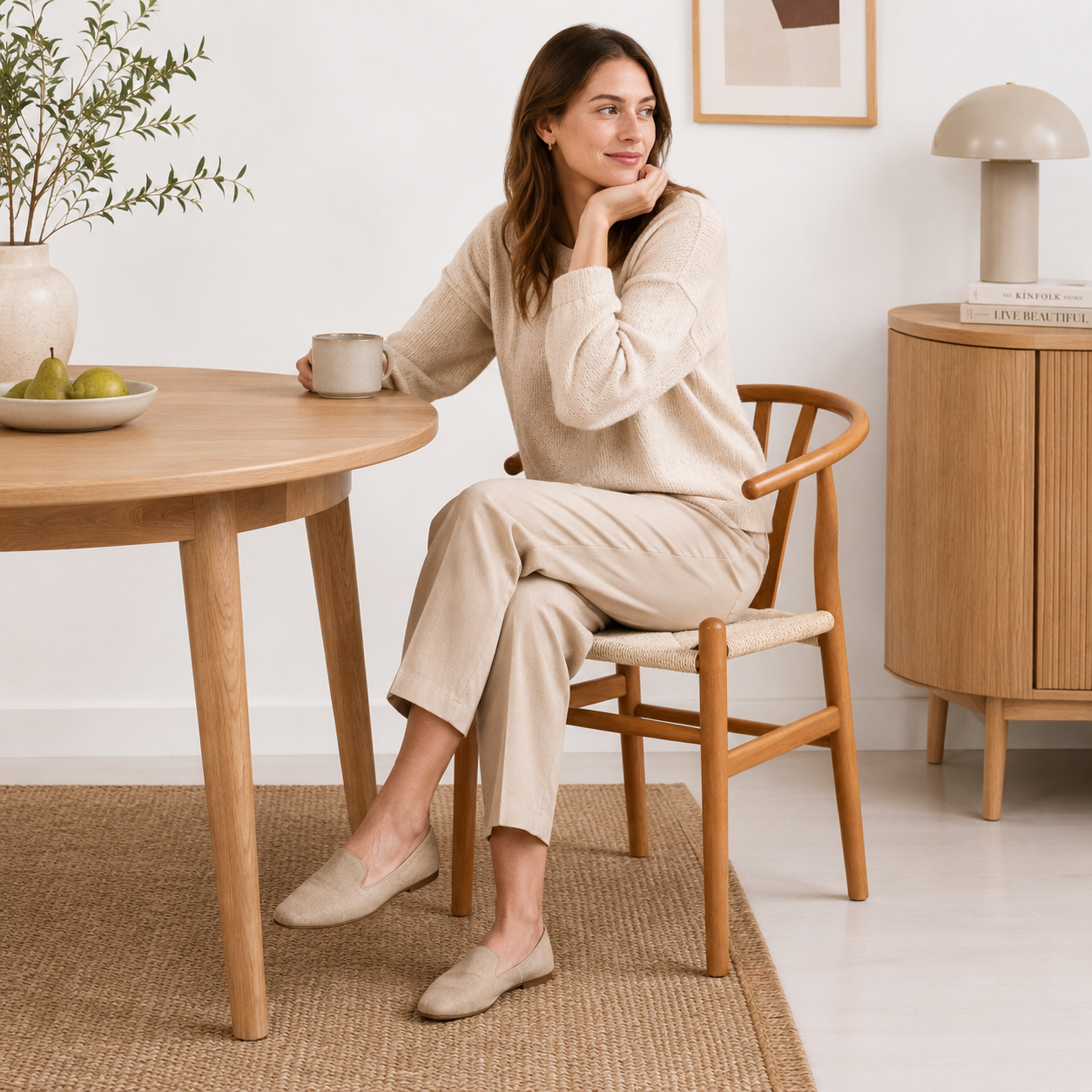 Silla Wishbone Madera y Hilo de cuerda Natural
