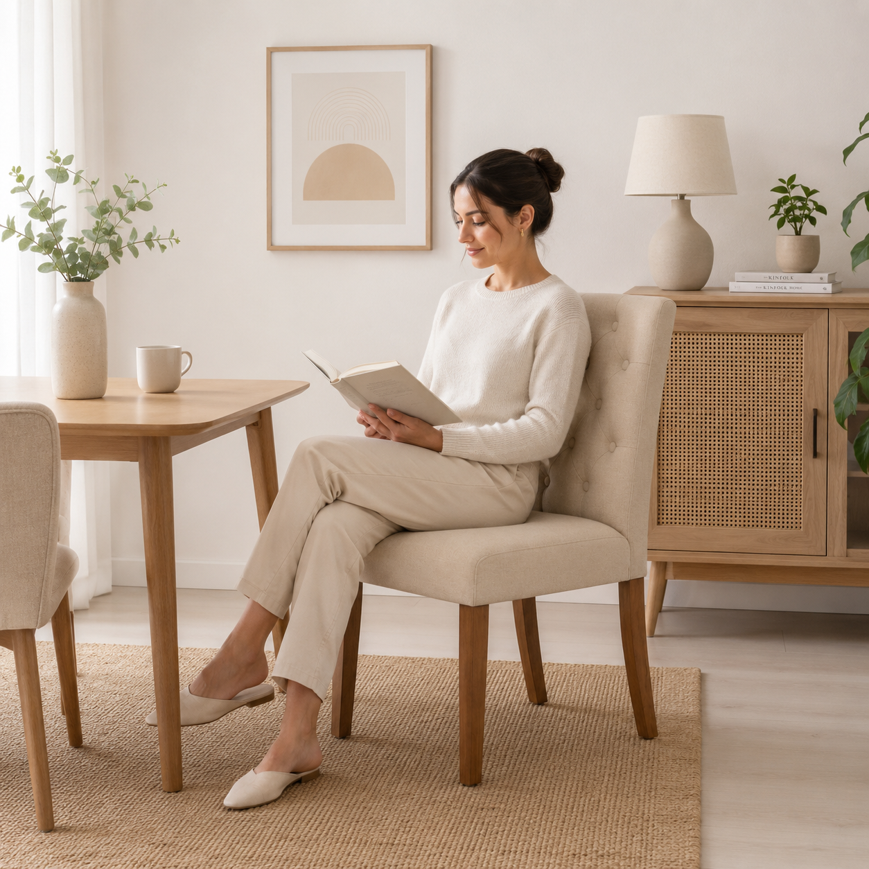 Silla de Comedor Acolchada Madera Elegance