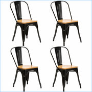 Sillas Tolix Negra con cubierta de madera. Juego 4 unidades