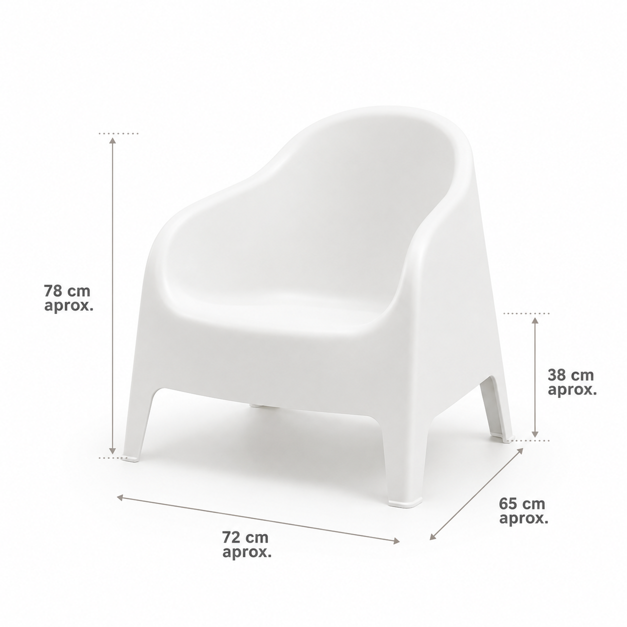 Sillón Individual Plástico Exterior Blanco