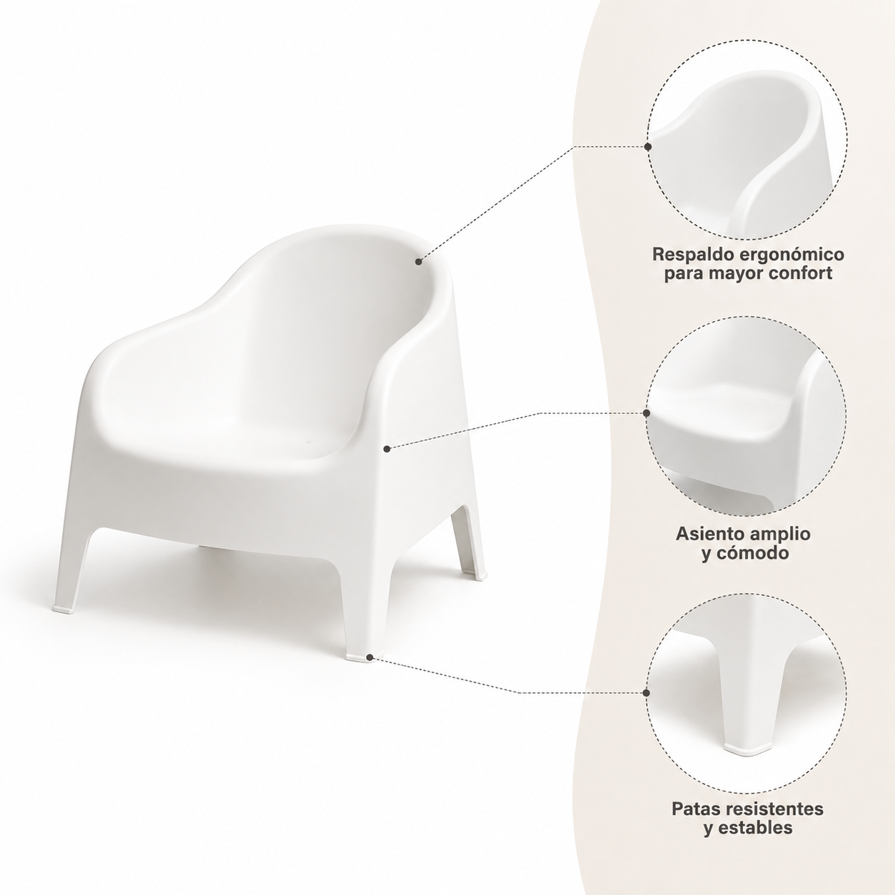 Sillón Individual Plástico Exterior Blanco