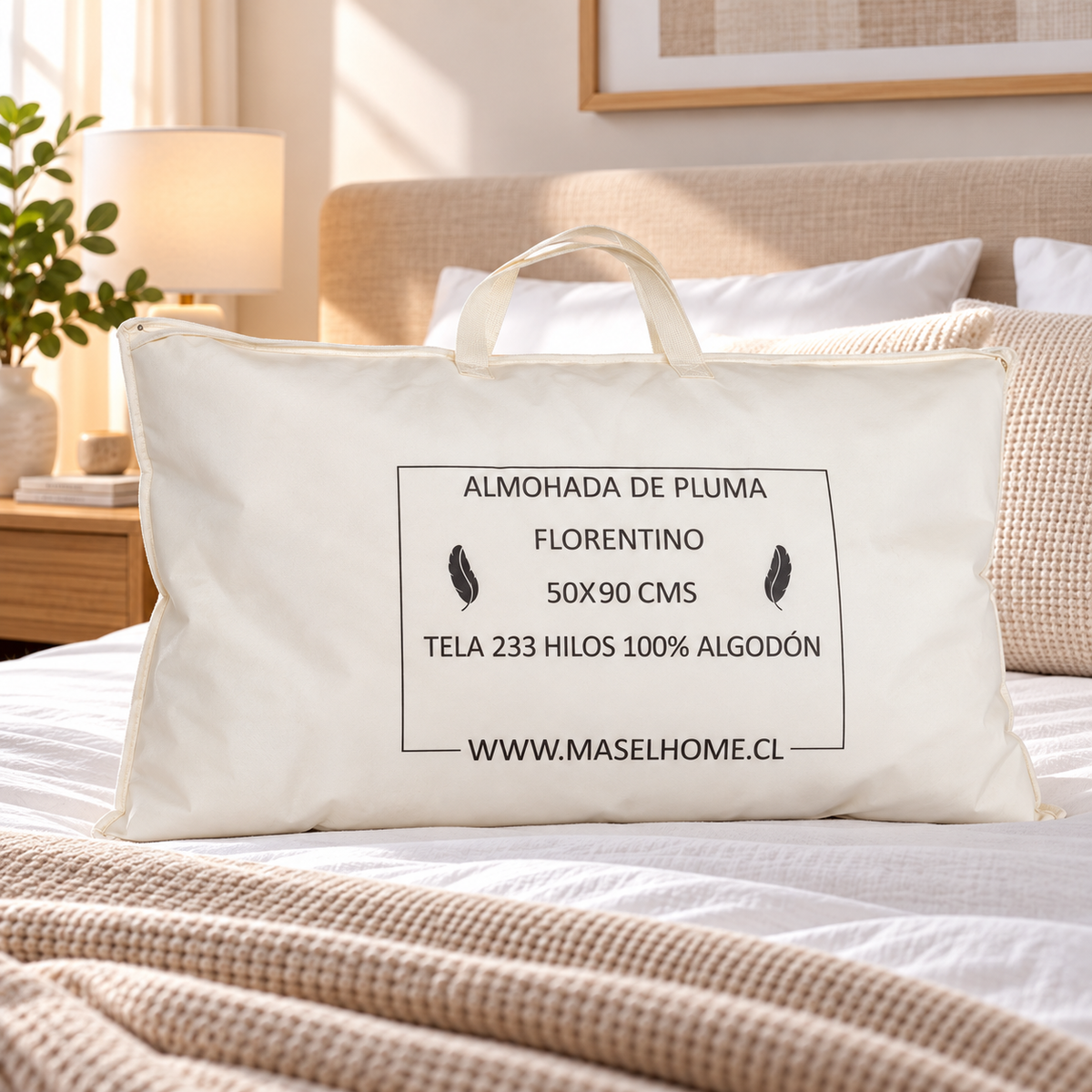Almohada de Pluma FLORENTINO 50x90 1.600 grs.