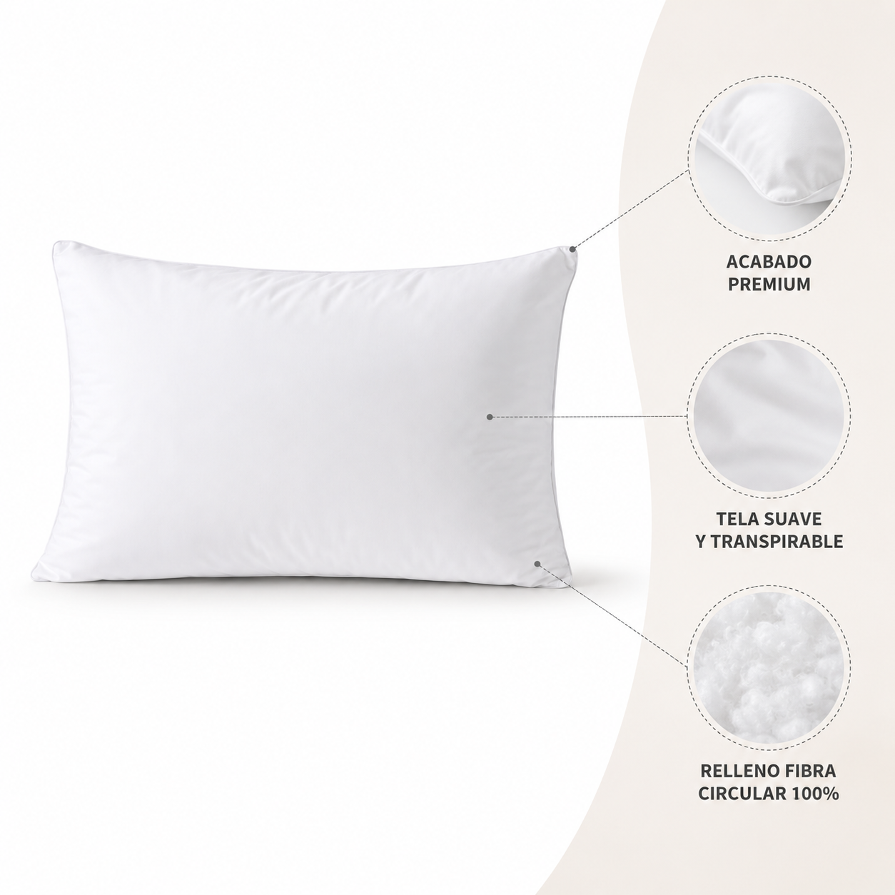 Almohada Microfibra Fiberballs 50x70, Cannon