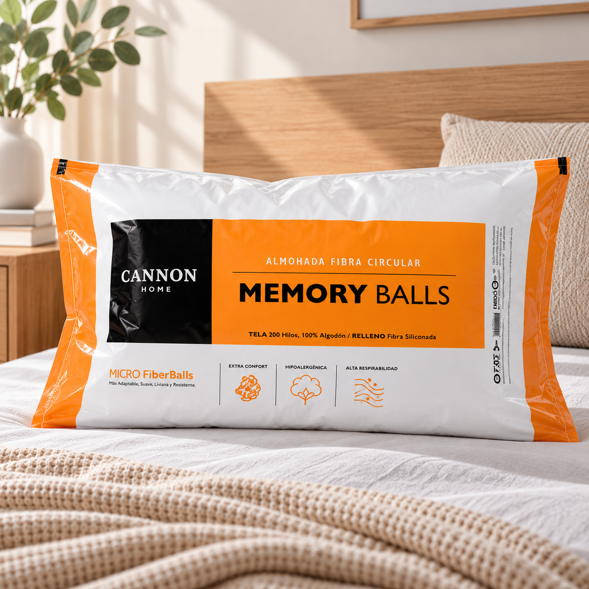 Almohada Microfibra Fiberballs King, Cannon