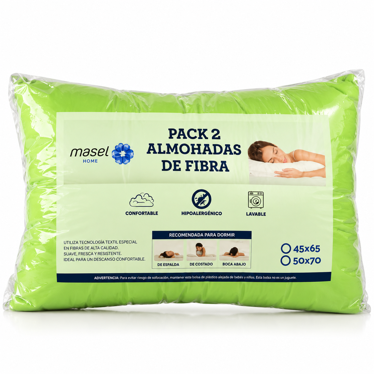 Almohadas 50x70 Pack Premium Eco PISTACHO