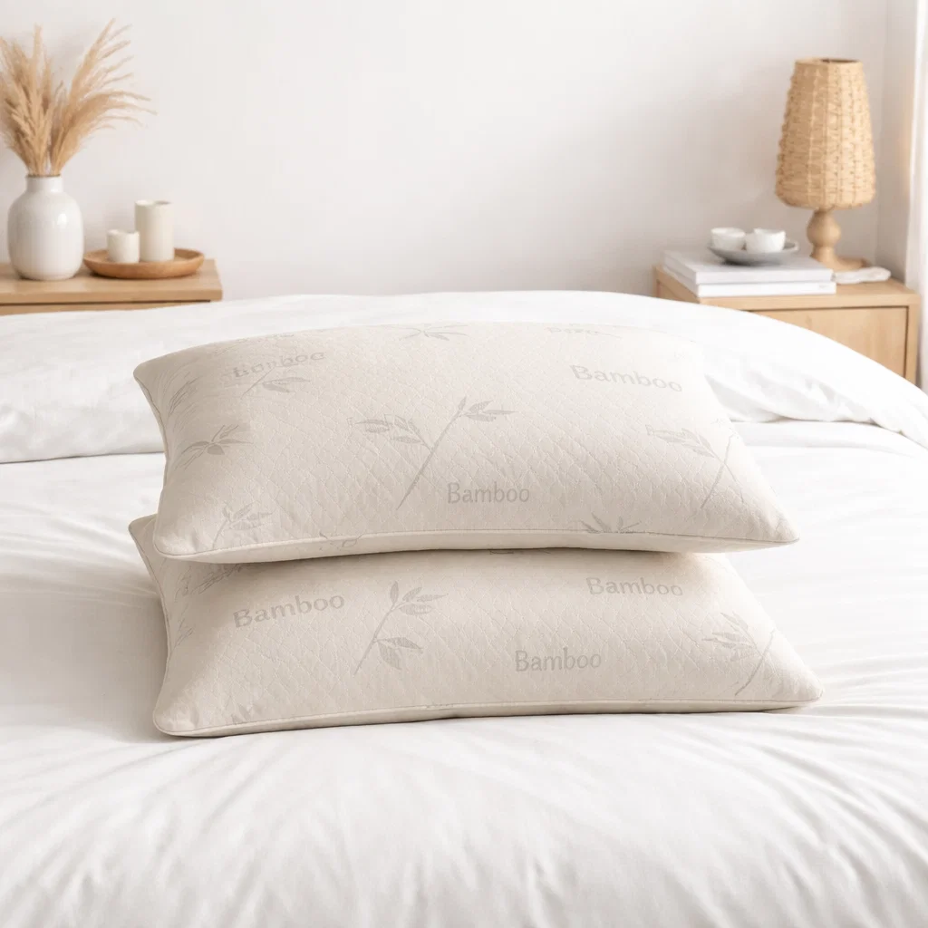 Pack 2 Almohadas de Bambú con Relleno de Espuma 50x30 cm