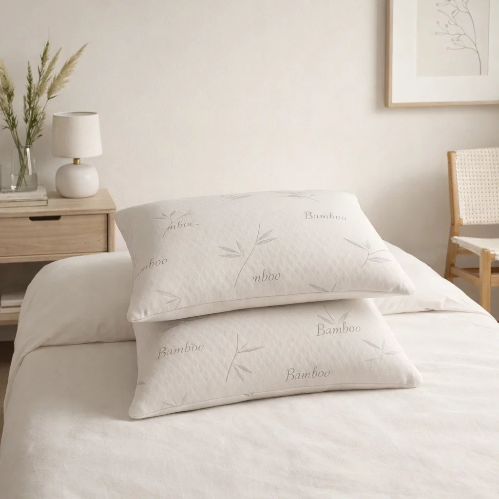 Pack 2 Almohadas de Bambú con Relleno de Espuma 50x30 cm