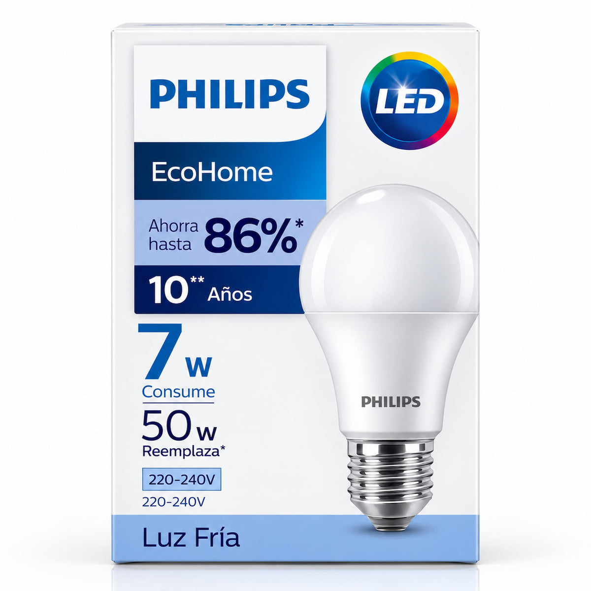 Ampolleta LED Philips EcoHOME 7W E27