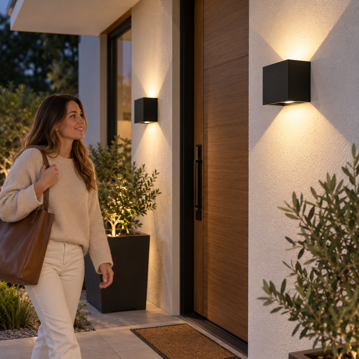 Aplique led cuadrado exterior ip54 negro 5w calido 3000k modelo shaula