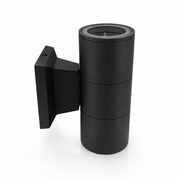 Apliqué led exterior negro modelo kapelle cilindro ip54 doble porta gu10 Konnergie