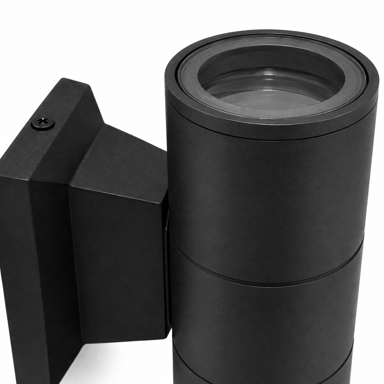Apliqué led exterior negro modelo kapelle cilindro ip54 doble porta gu10 Konnergie