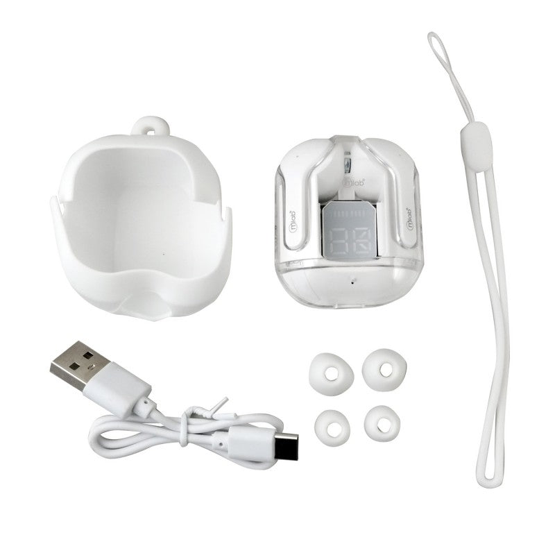 Audífonos MLAB TWS Glass Crystal Negros – Bluetooth V5.4, Estuche Silicona