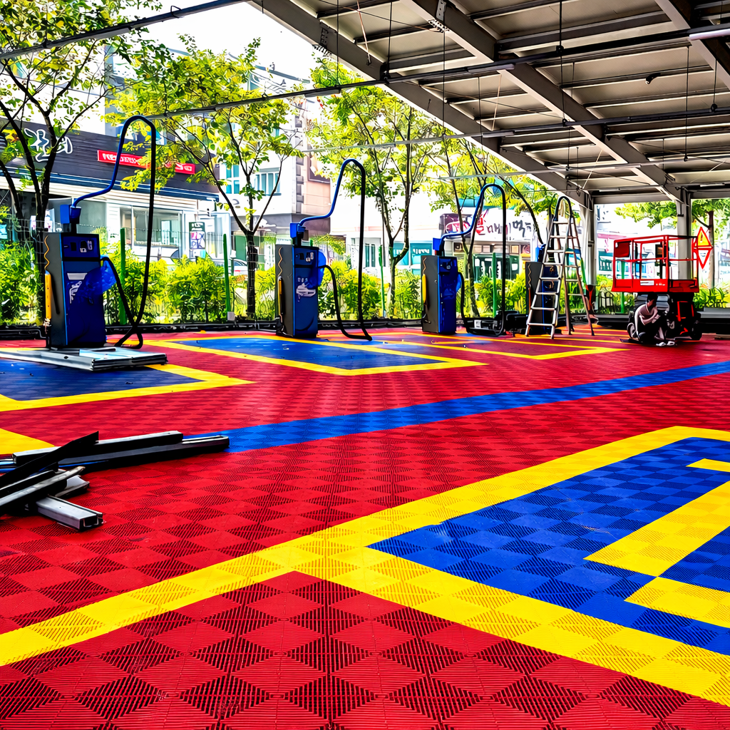 Piso Encastrable Plástico Garaje Autolavado Taller Detailing caja 6 unidades Rojo