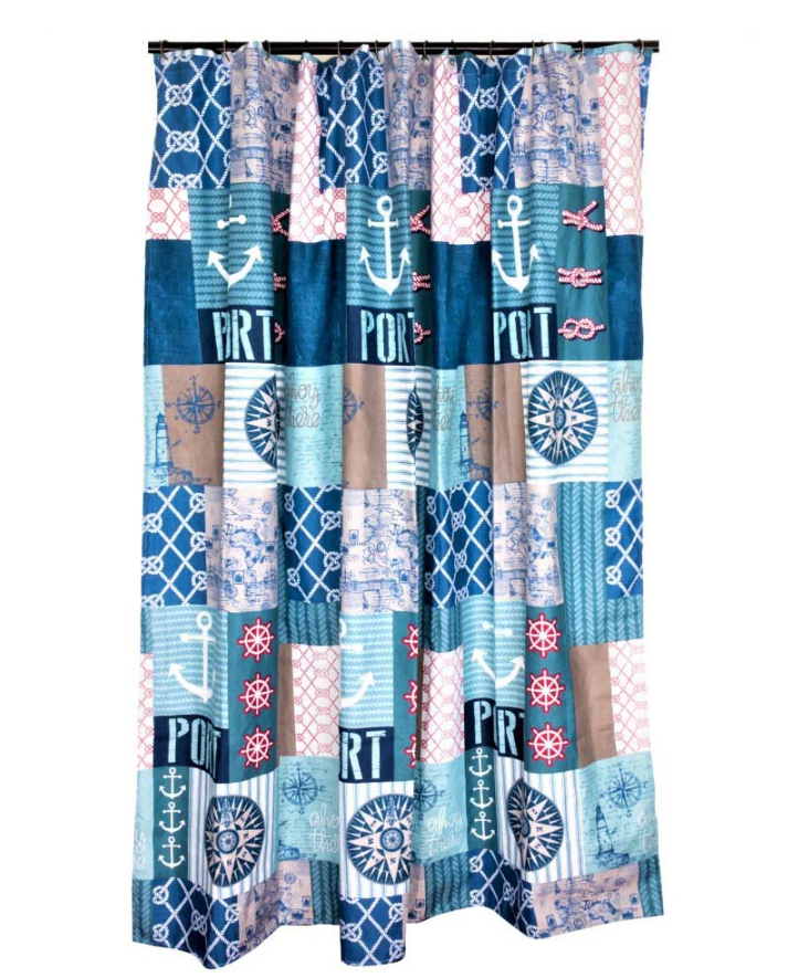 Set de cortina de baño Port Blue, Masel