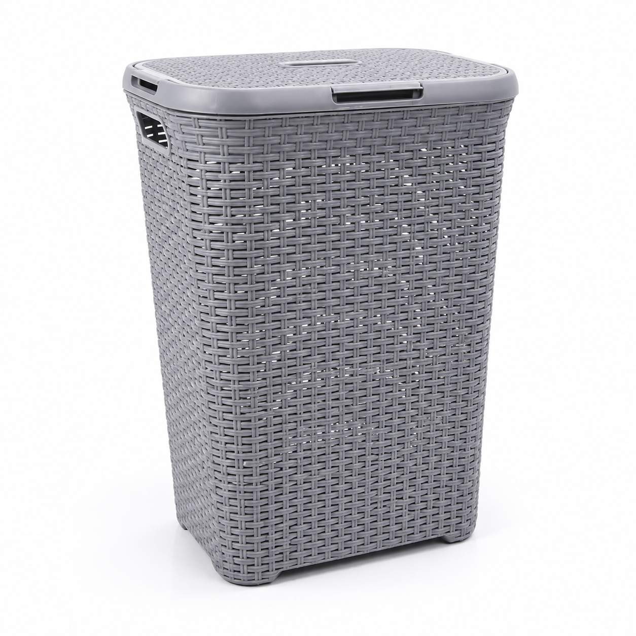 Cesto Modelo Ratan 62 Lts con tapa gris, Reyplast
