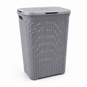 Cesto Modelo Ratan 62 Lts con tapa gris, Reyplast