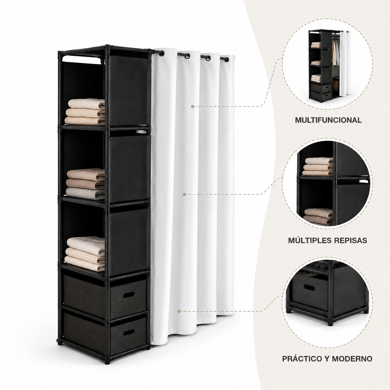 Closet organizador plegable Gris