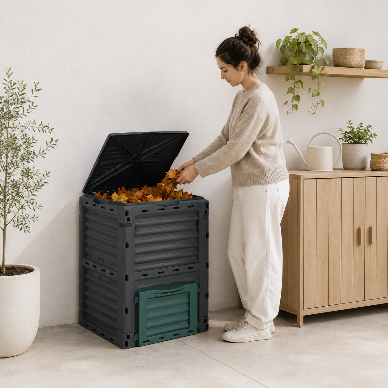 Compostera 300L Tierra hoja Bin